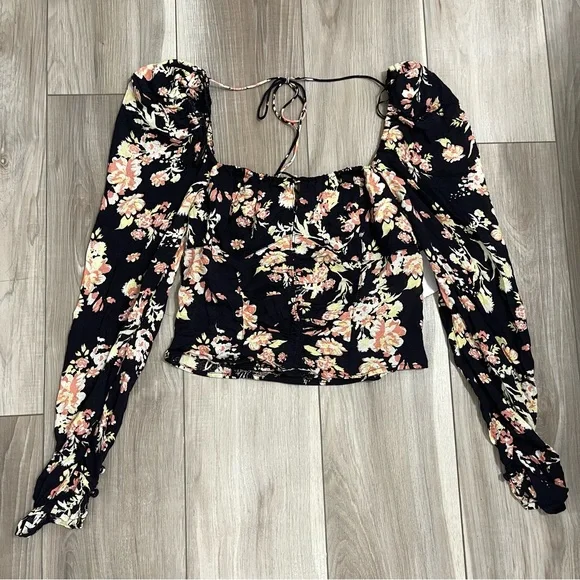 NWOT Free People Hilary Floral Long Sleeve Crop - Picture 9 of 10